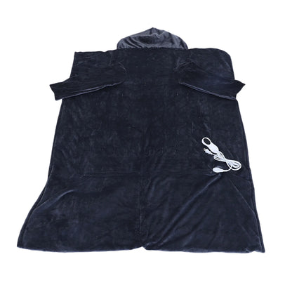 Heated Blanket with Sleeves Hood and Foot Pocket Flannel 10 Heating Levels Electric Wearable Blanket with 3 Time Settings