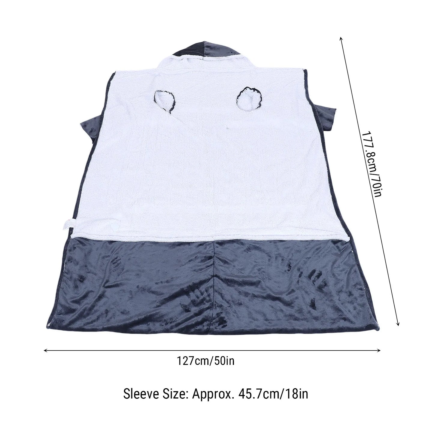 Heated Blanket with Sleeves Hood and Foot Pocket Flannel 10 Heating Levels Electric Wearable Blanket with 3 Time Settings